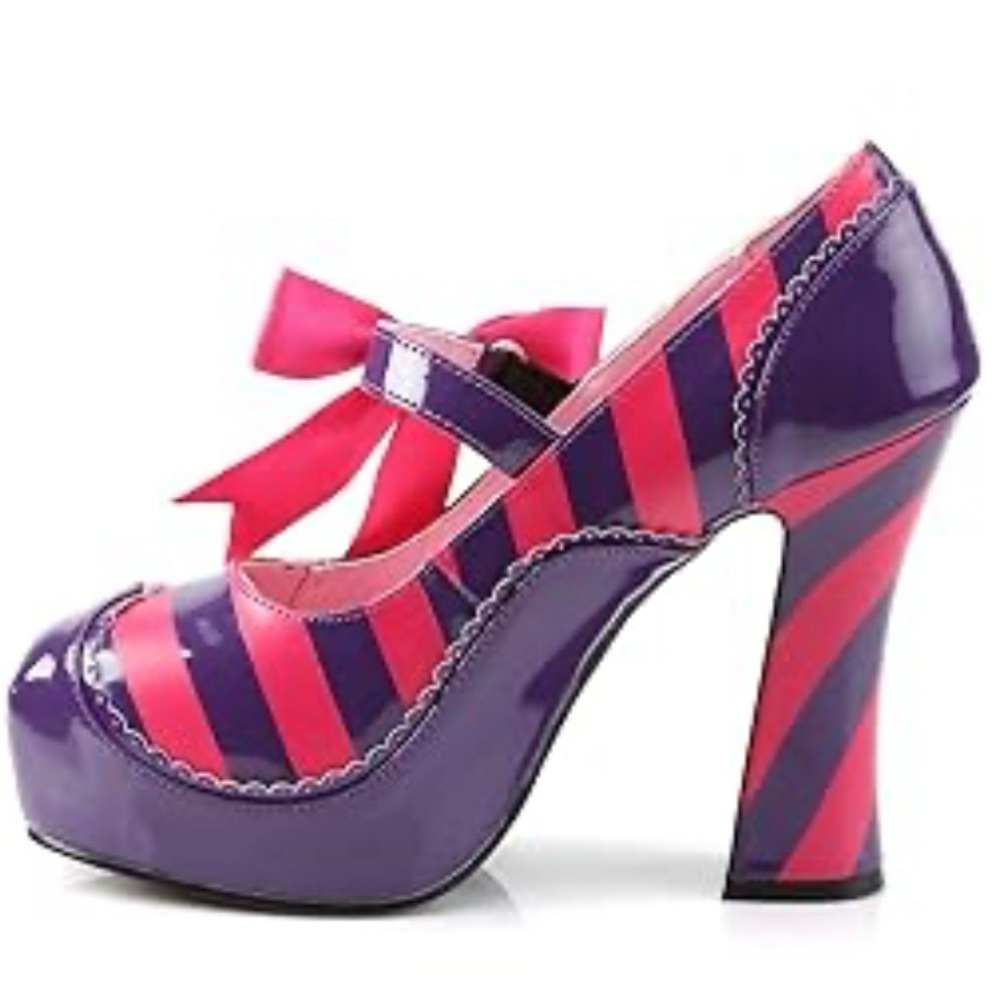 Funtasma kitty 32 Purple and Pink Striped Heels